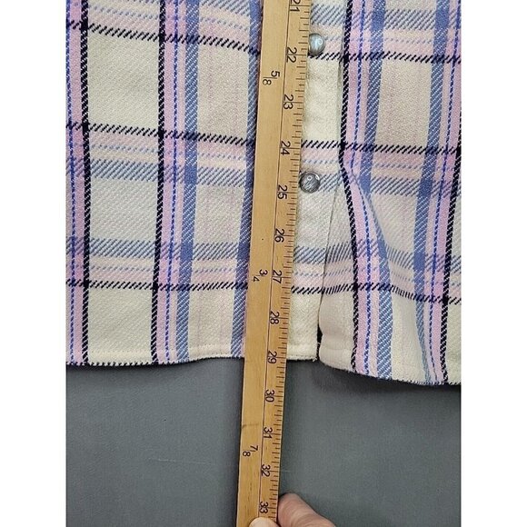 New J. Crew Relaxed fit Flannel Shirt Jacket Shacket Pearl Snap Pink Plaid Sz 24 - Picture 10 of 14